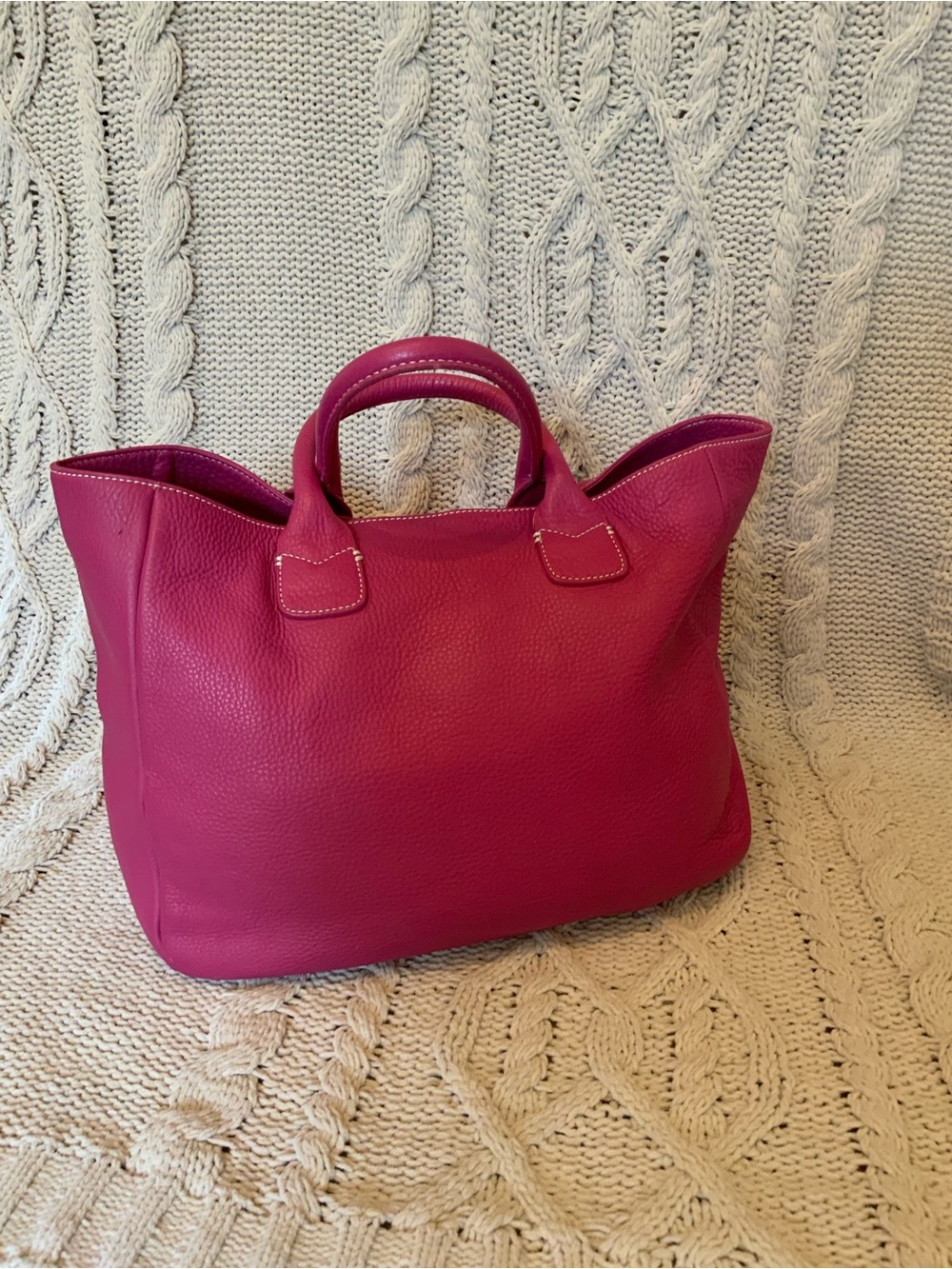 Ann Taylor Fuchsia Soft Pebbled Leather Tote - Picture 2 of 14